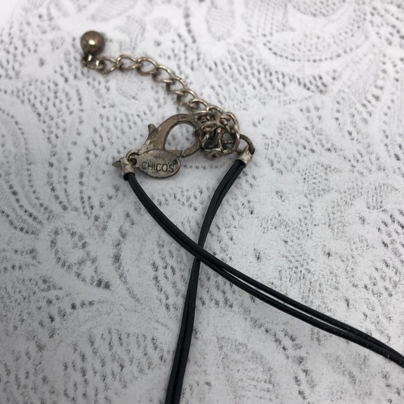 Chico's beaded chunky boho style beaded cord statement necklace. - Picture 4 of 6